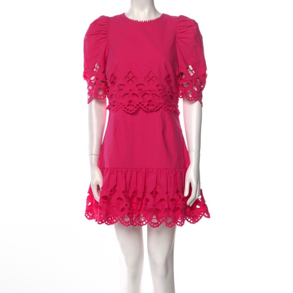 SAYLOR Pink Auroette Eyelet Puff Sleeve Cotton Poplin